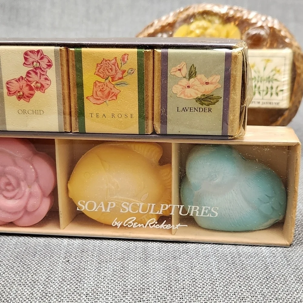 Vintage Ben Rickert Hand Soaps Floral & Sculpted. Lot of 3.